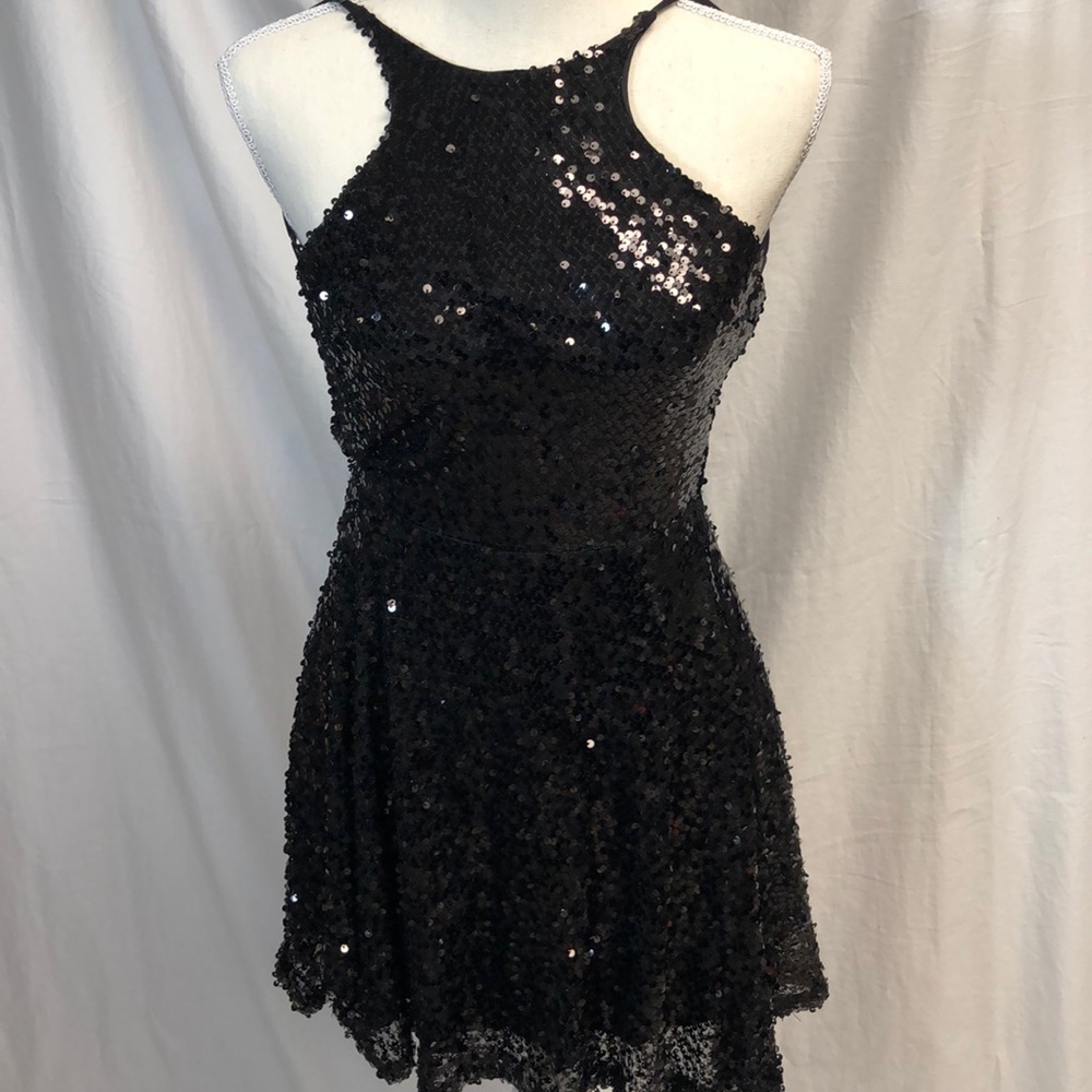 Sexy little thing! Black sequin mini dress!